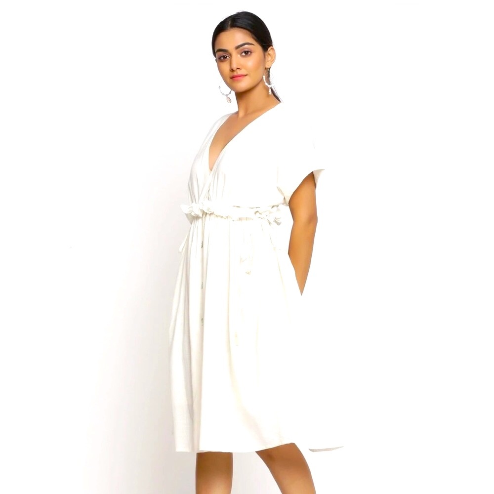 🆕 SeamsFriendly Boho Summer Gauze Cotton Button Down Dress Size S